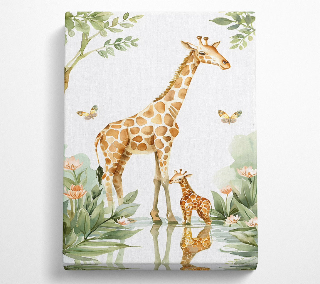  A Canvas Print of Golden Giraffe Reflections Canvas Print