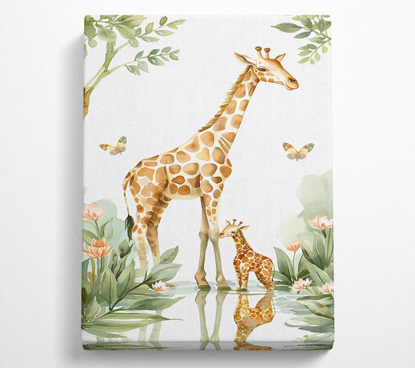  A Canvas Print of Golden Giraffe Reflections Canvas Print