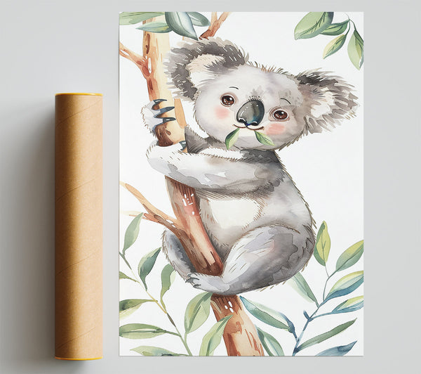 Grey Koala In Greens Giclee Print