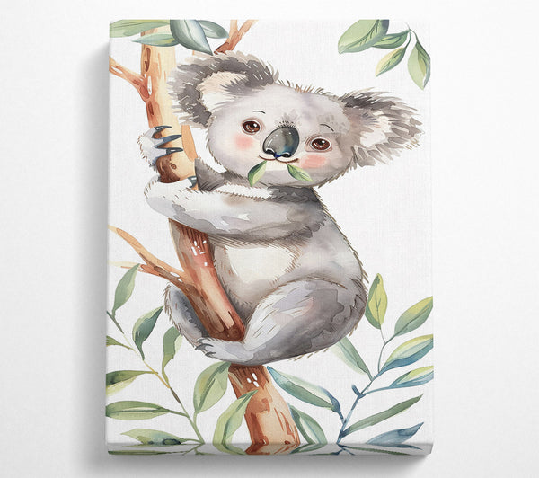 A Canvas Print of Grey Koala In Greens Canvas Print