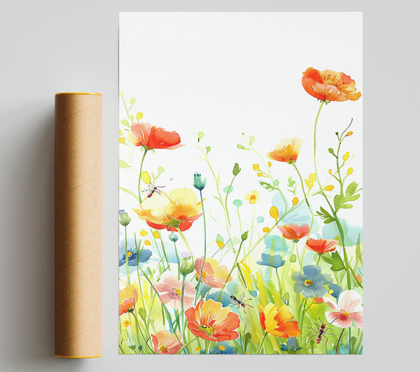 Orange Summer Meadow Giclee Print
