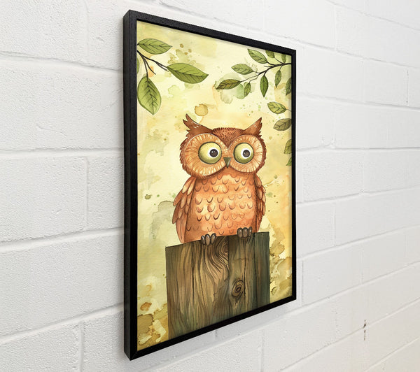 Golden Owl On Wood
