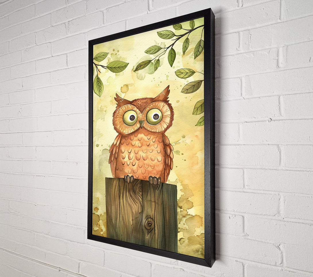  A Canvas Print of Golden Owl On Wood Canvas Art