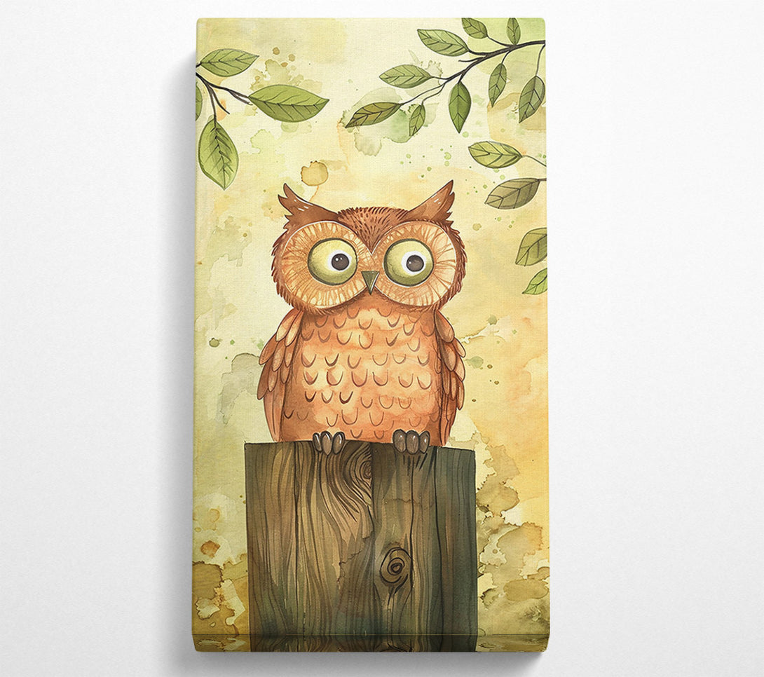 A Canvas Print of Golden Owl On Wood Canvas Art