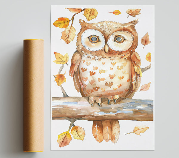 Autumn Owl In Brown Giclee Print
