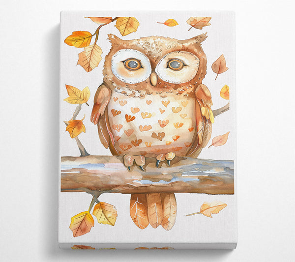  A Canvas Print of Autumn Owl In Brown Canvas Art