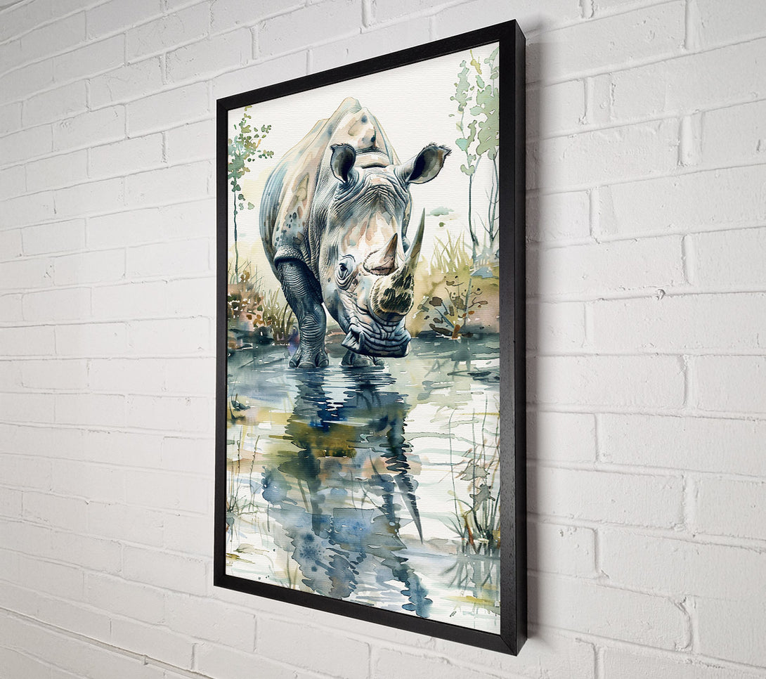  A Canvas Print of Blue Rhino Reflection Canvas Art