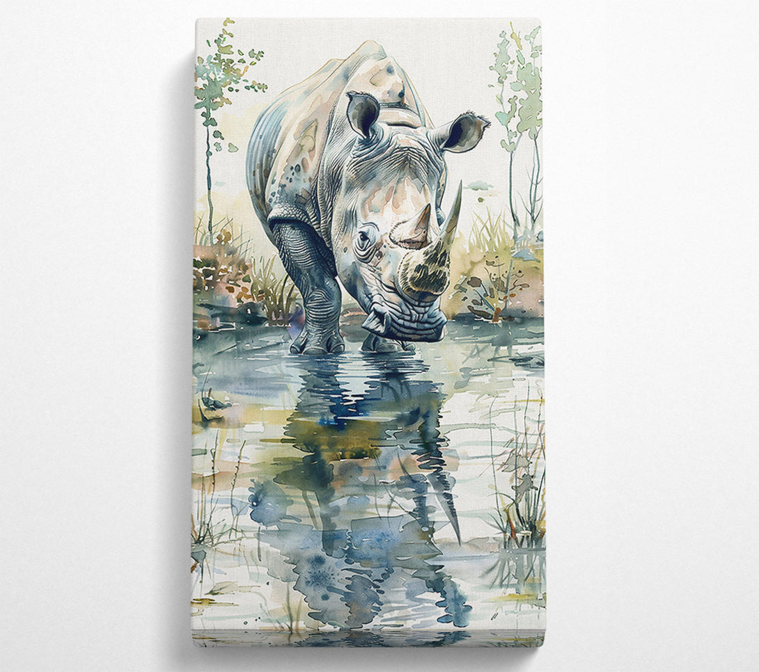  A Canvas Print of Blue Rhino Reflection Canvas Art