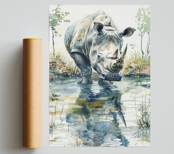 Blue Rhino Reflection Print