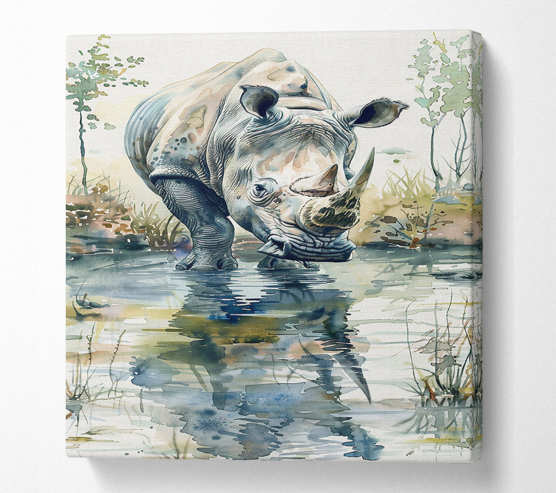  A Canvas Print of Blue Rhino Reflection Canvas Art
