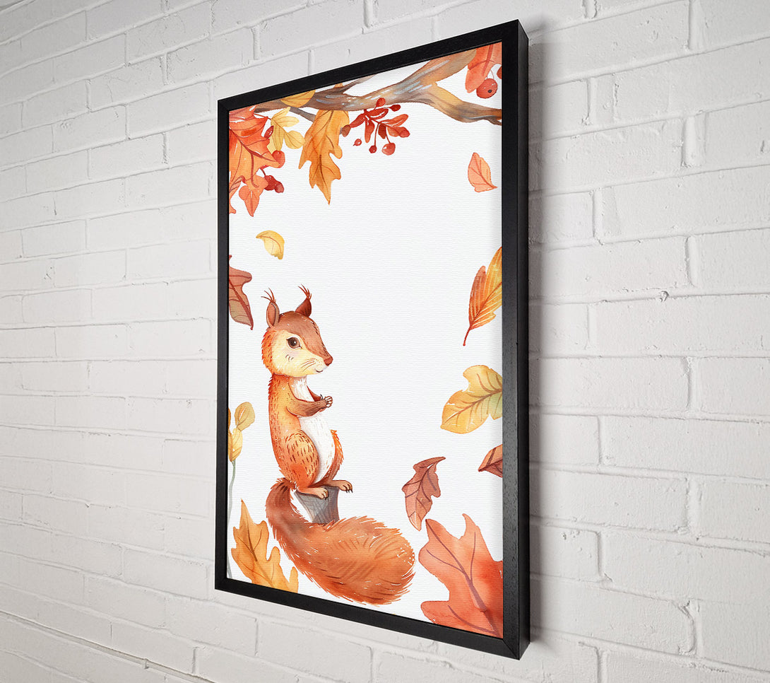  A Canvas Print of Autumn Orange Squirrel Canvas Wall Art