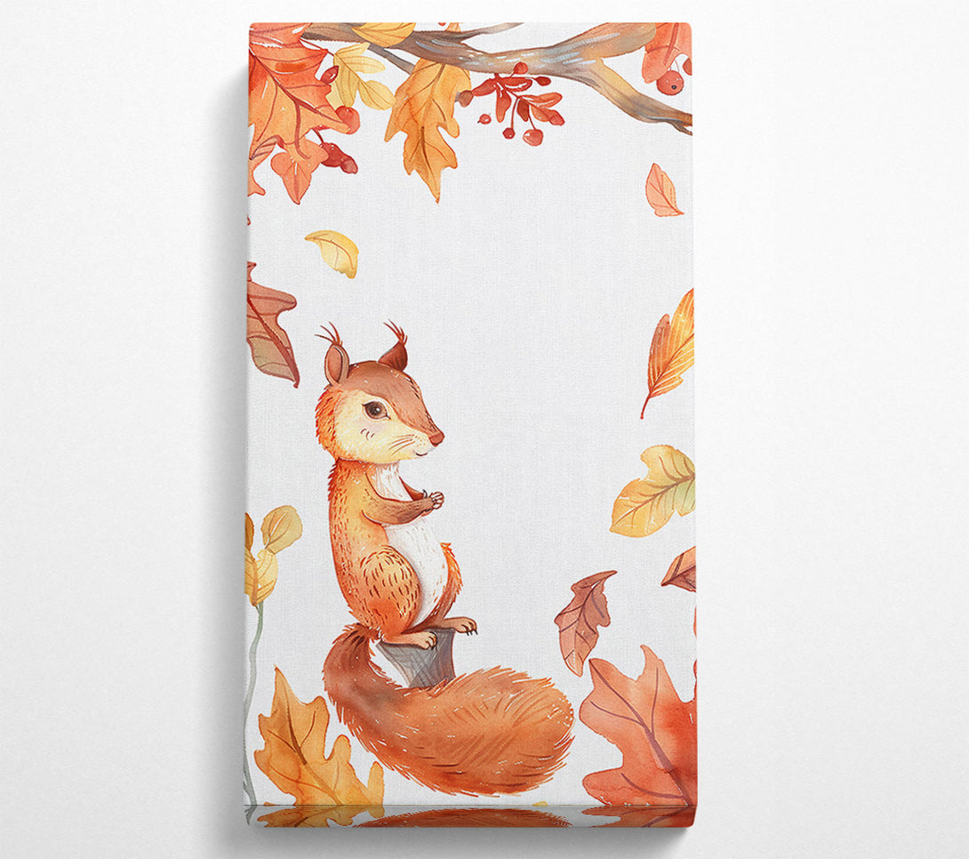  A Canvas Print of Autumn Orange Squirrel Canvas Wall Art
