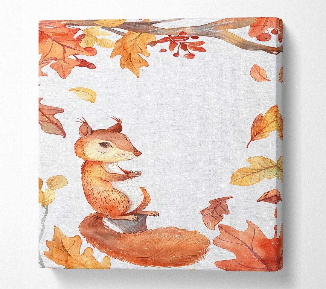  A Canvas Print of Autumn Orange Squirrel Canvas Wall Art