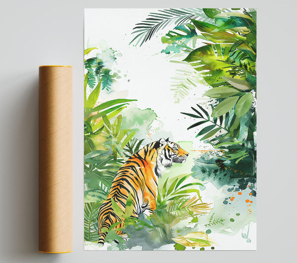 Orange Tiger In Greens Poster