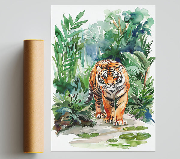 Orange Tiger Ambush Print
