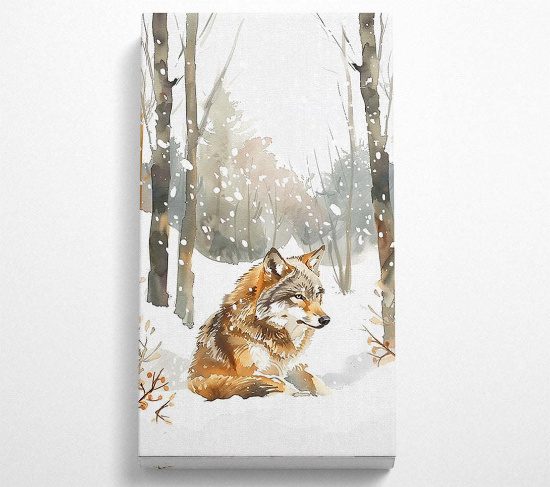  A Canvas Print of Brown Wolf In Winter Canvas Print