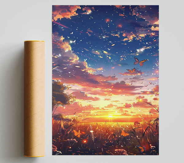 Golden Sunset Flight Print