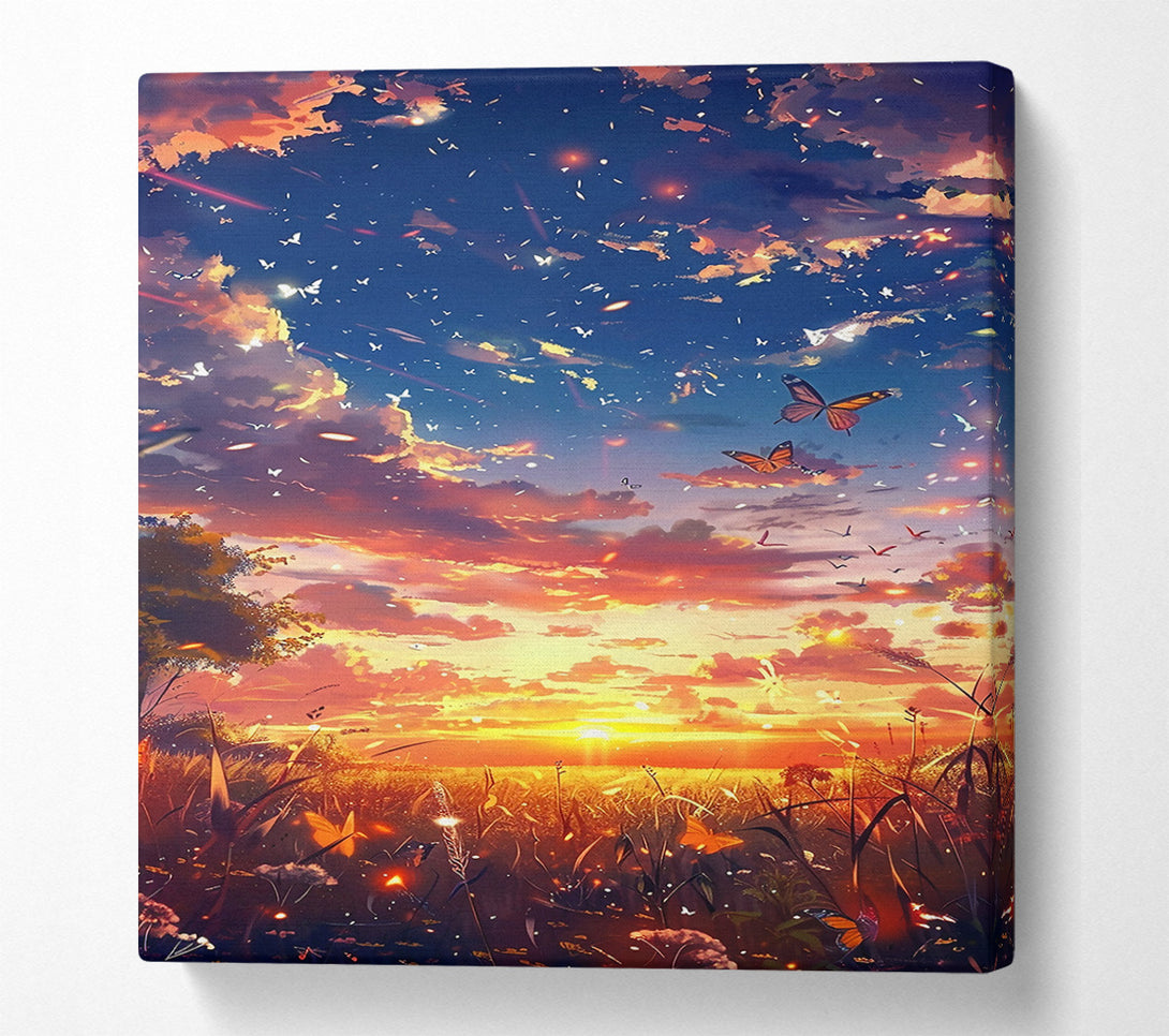  A Canvas Print of Golden Sunset Flight Canvas Art