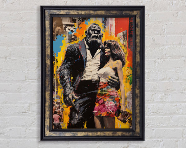 Gorilla In A Suit With Lady Framed Print