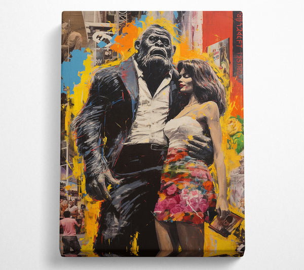  A Canvas Print of Gorilla In A Suit With Lady Canvas Art