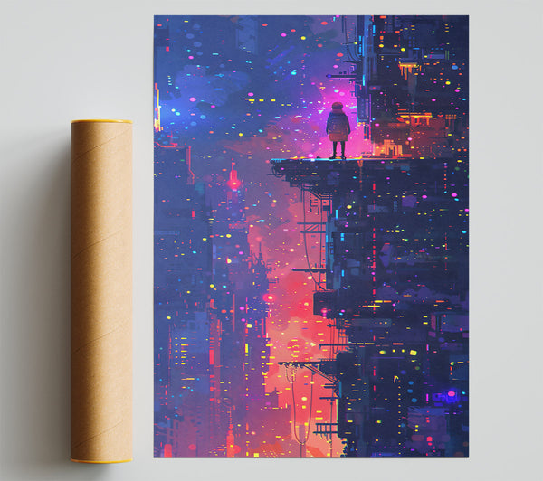 Neon City Dreamscape Poster