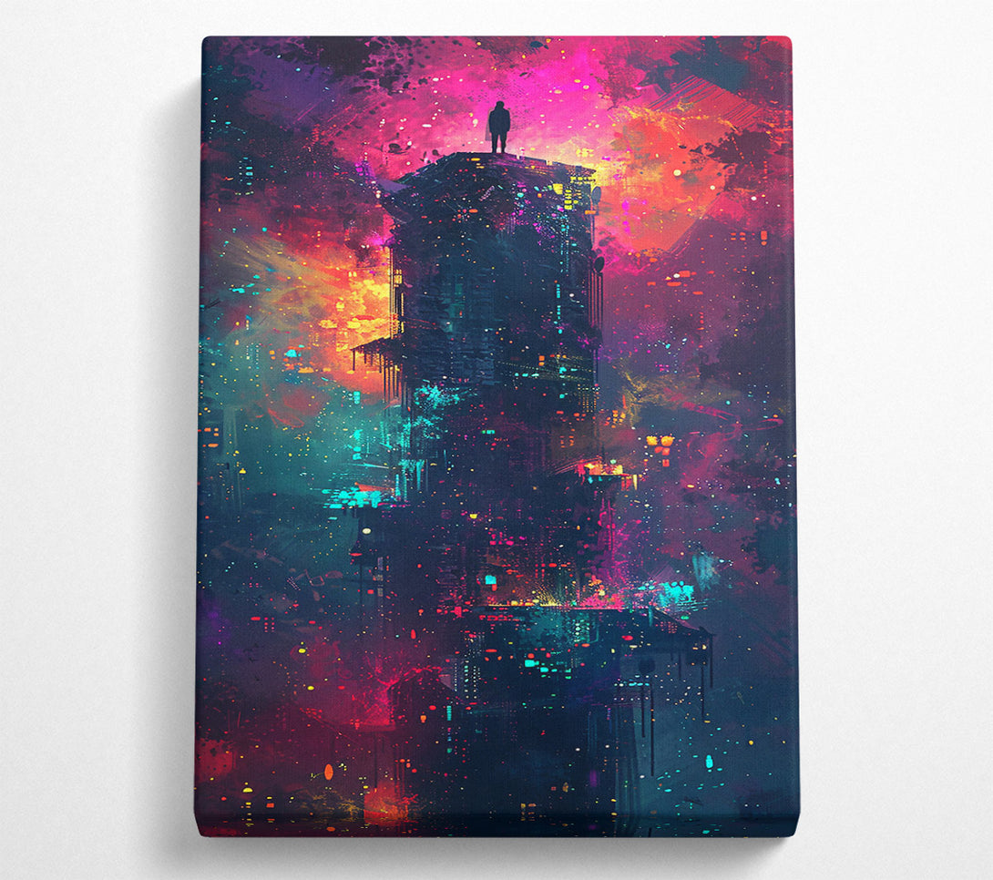  A Canvas Print of Crimson Cityscape Dreams Canvas Wall Art
