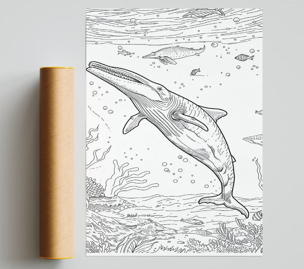 Blue Whale Beneath Waves Poster