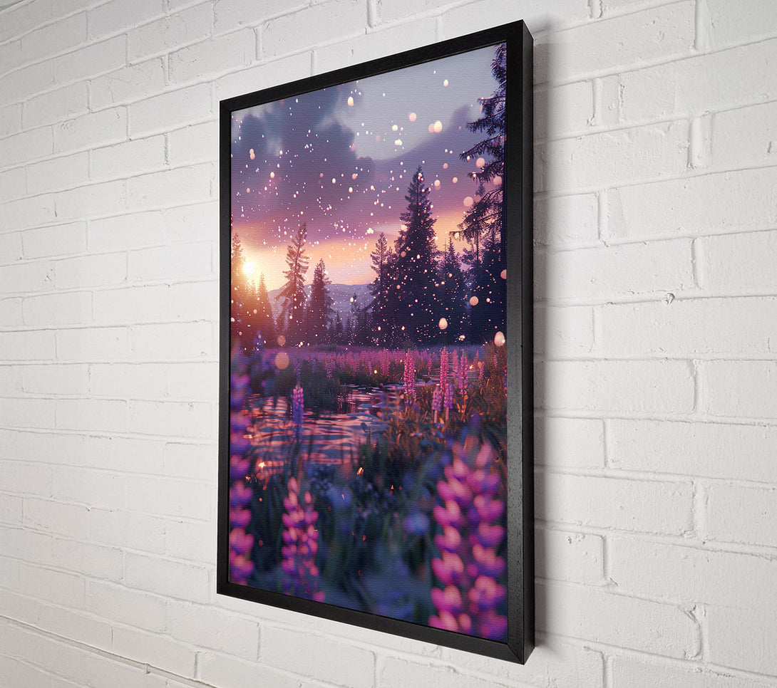  A Canvas Print of Pink Sunset Stream Canvas Wall Art
