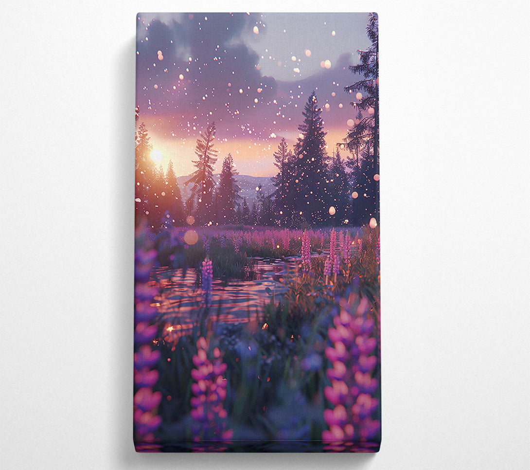  A Canvas Print of Pink Sunset Stream Canvas Wall Art