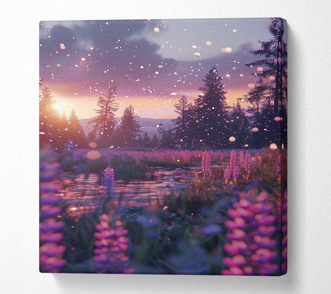  A Canvas Print of Pink Sunset Stream Canvas Wall Art