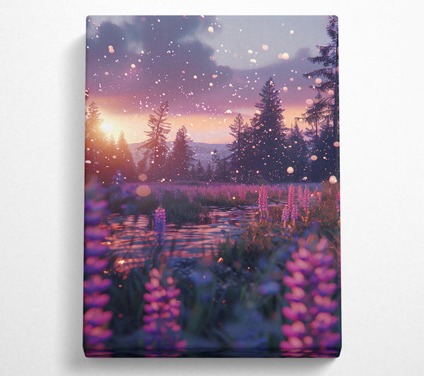  A Canvas Print of Pink Sunset Stream Canvas Wall Art