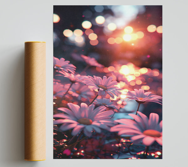 Pink Sunset Bloom Poster
