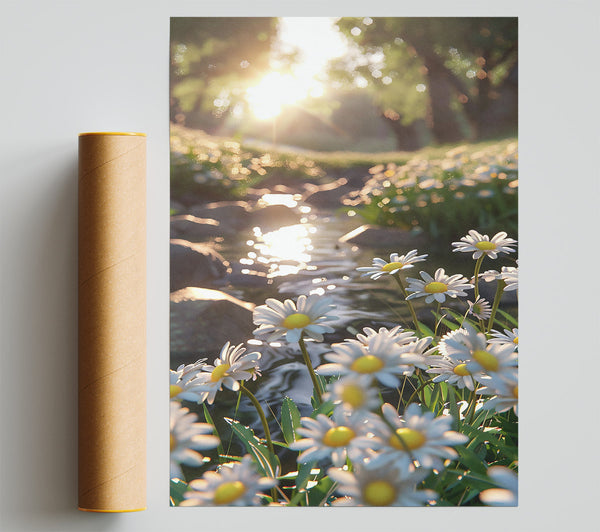 Golden Stream Daisies Poster