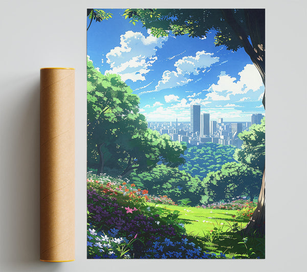Green Cityscape Dreamscape Poster