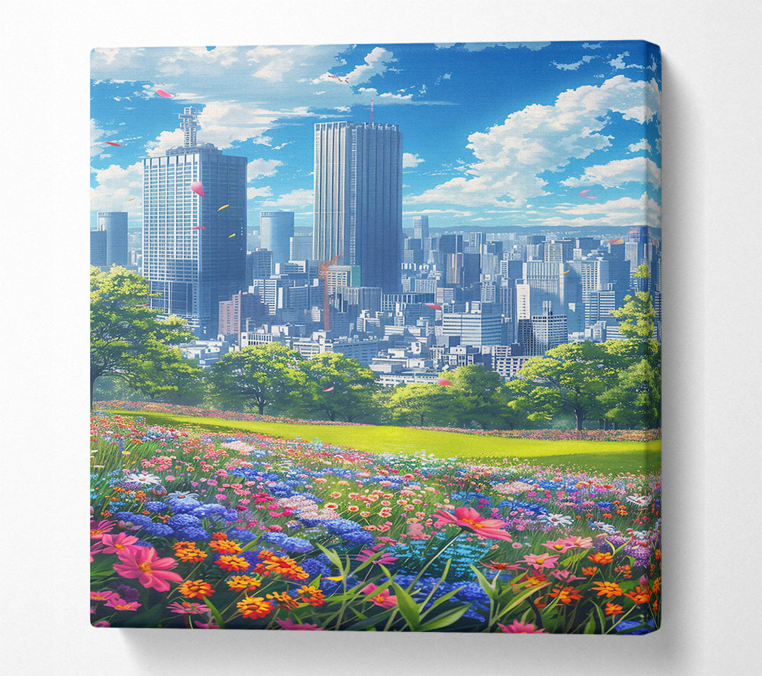  A Canvas Print of Blue City Blooms Canvas Art