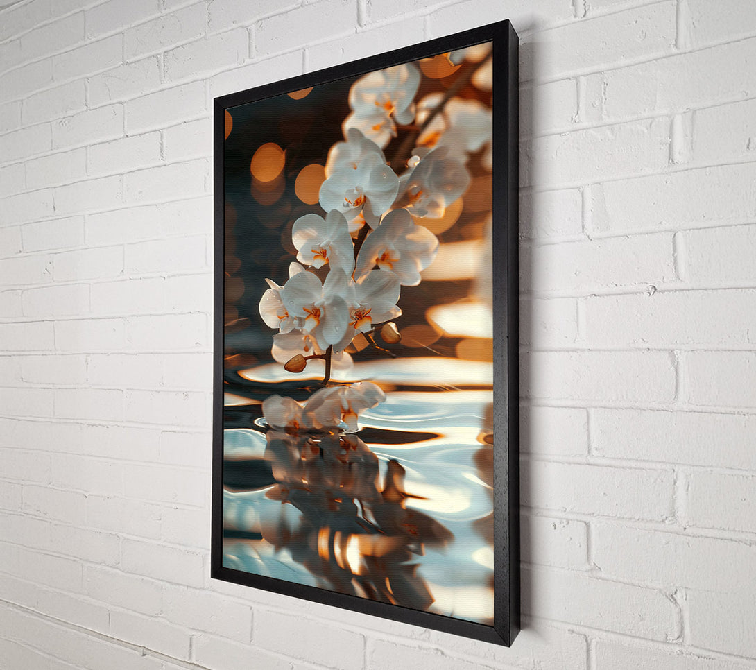  A Canvas Print of Golden Orchid Reflection Canvas Art