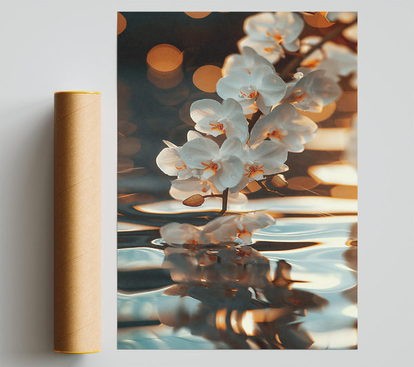 Golden Orchid Reflection Giclee Print