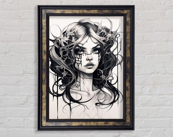 Gothic Girl Sketch Framed Print