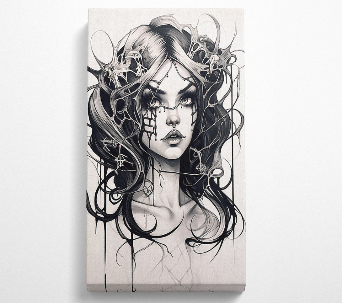  A Canvas Print of Gothic Girl Sketch Canvas Wall Art