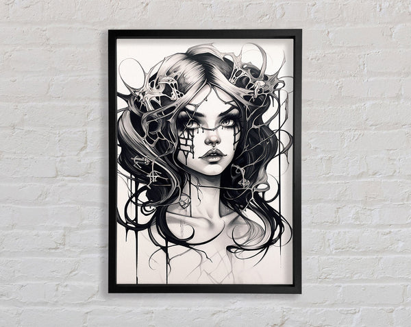Gothic Girl Sketch Framed Print