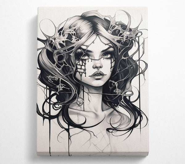  A Canvas Print of Gothic Girl Sketch Canvas Wall Art