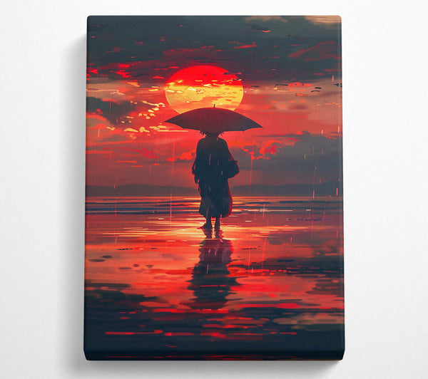  A Canvas Print of Crimson Sunset Reflection Canvas Wall Art