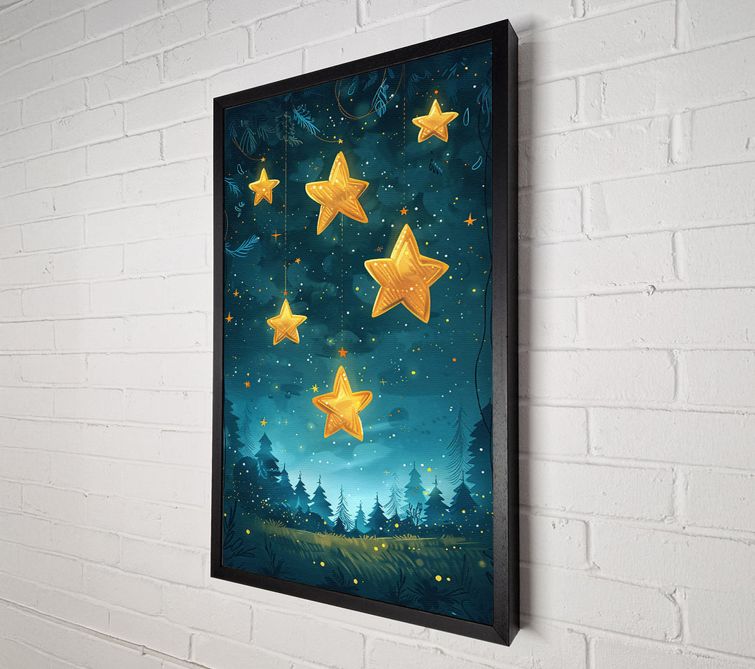 A Canvas Print of Teal Night Stars Canvas Art