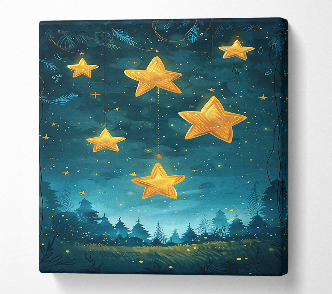  A Canvas Print of Teal Night Stars Canvas Art