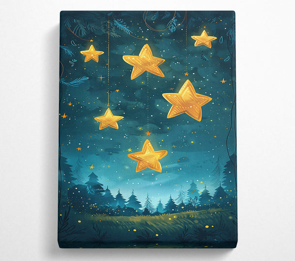  A Canvas Print of Teal Night Stars Canvas Art