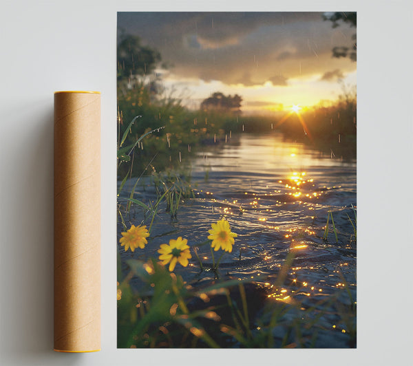 Golden River Rain Poster
