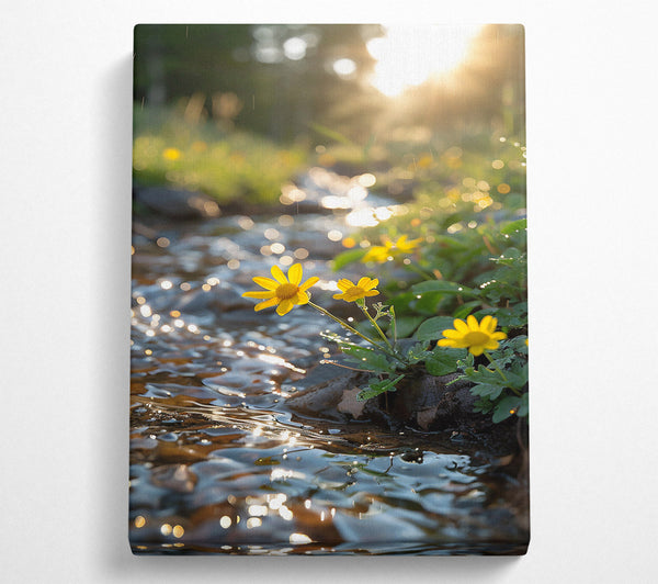  A Canvas Print of Golden Streamside Blooms Canvas Wall Art