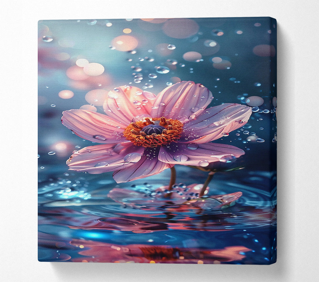  A Canvas Print of Pink Flower Reflection Canvas Print