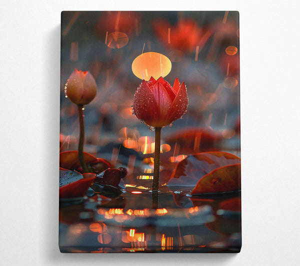  A Canvas Print of Crimson Bloom Reflection Canvas Wall Art