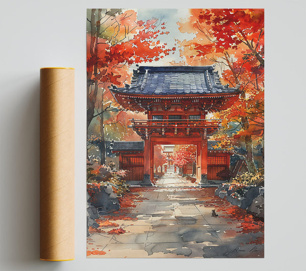 Crimson Temple Gate Giclee Print